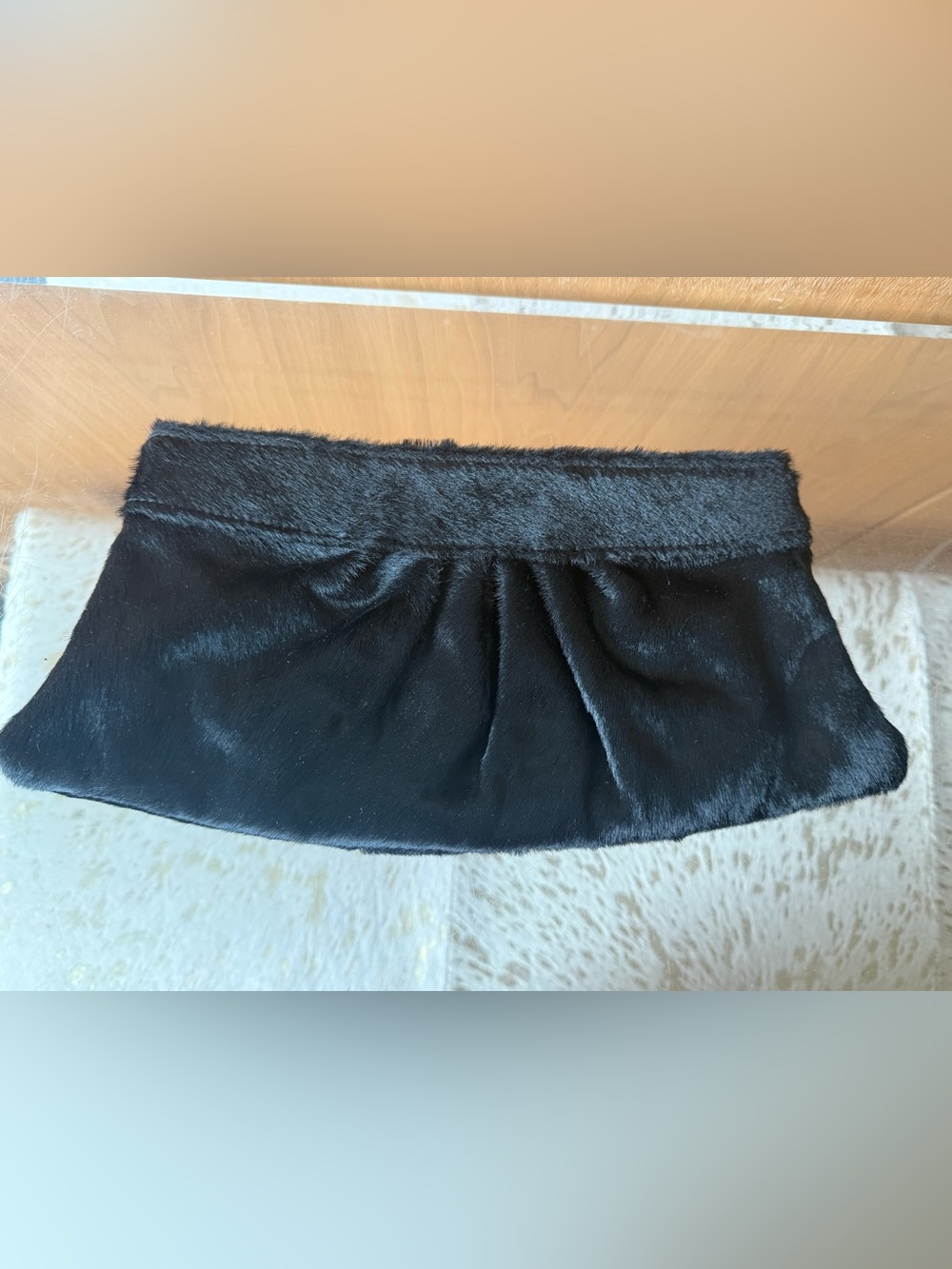 Vintage Black Calf-Hair Evening Clutch from Lauren Merkin